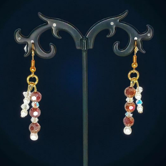 Gold Linear Dangle Drop Earrings Purple Glam Luxe Bling Old Hollywood Iced Out - Picture 2 of 10